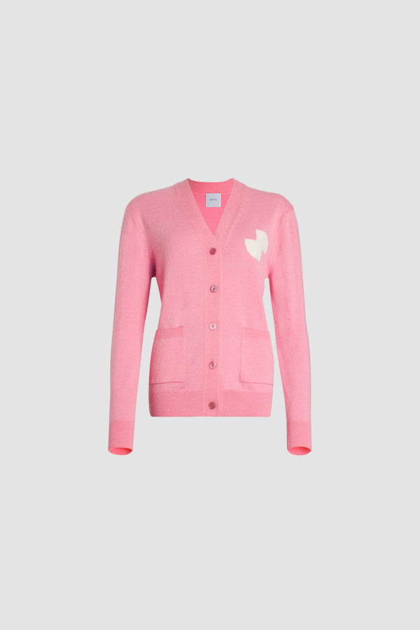Patou - Cardigan JP in misto lana e cachemire ecosostenibile - Rosebloom Pink - Cardigan in misto lana e cashmere ecosostenibile rosa. Vestibilità morbida. Scollo a V. Bottoni incisi JP. JP stilizzato sul petto.Capo unisex (per gli uomini: scegliere una taglia in più).
