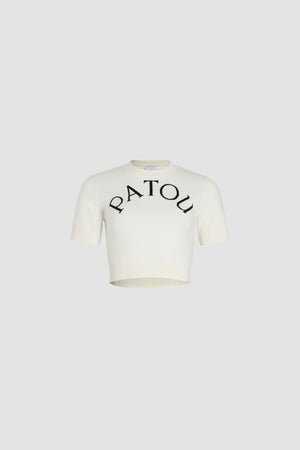 Maglione corto con logo Patou in misto lana merino