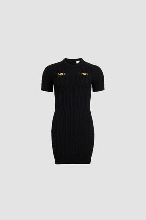 Robe courte en maille torsadée en laine et cachemire