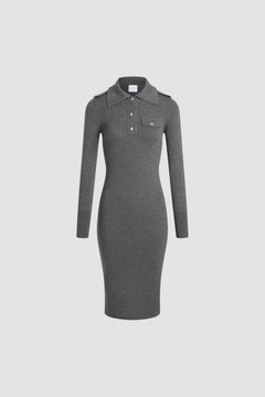 Vestito midi a costine in lana