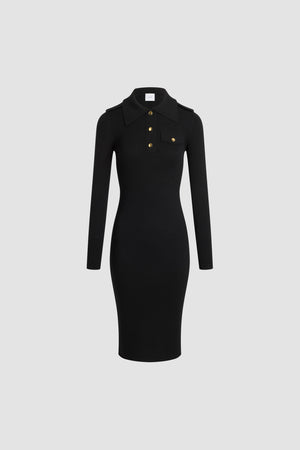 Vestito midi a costine in lana