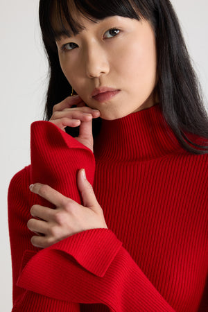 Maglione a costine in misto lana