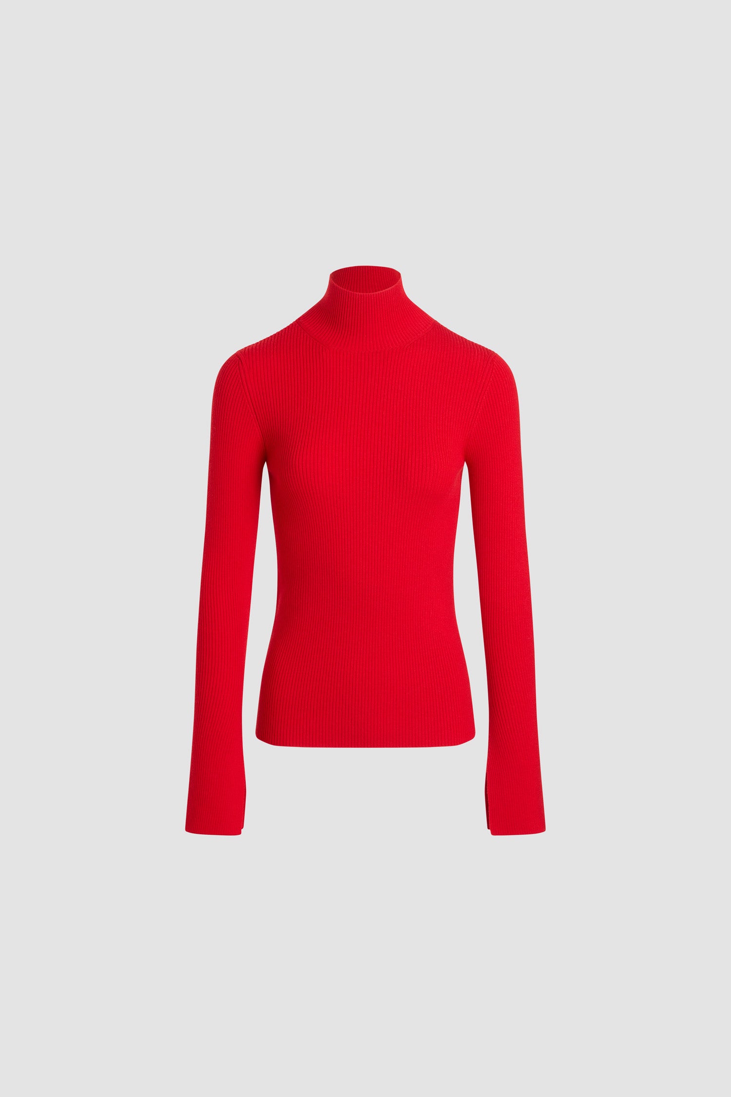 Patou - Maglione a costine in misto lana - Elixir Red - Maglione in misto lana merino Elixir Red. Maglia a costine. Silhouette aderente. Collo alto. Maniche allungate con polsini con spacco.