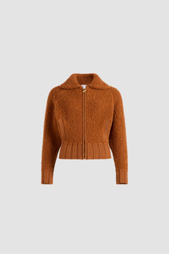 Bouclé bomber jacket in wool and alpaca blend