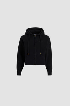 Felpa con cappuccio e zip in lana e cashmere