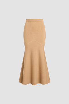 Fishtail midi skirt in wool and cashmere
