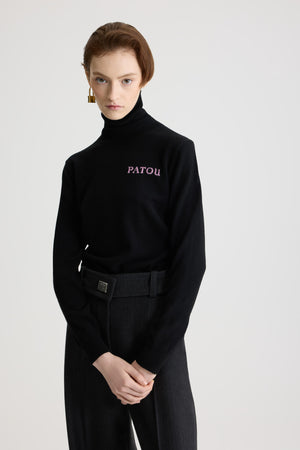 Pull à col roulé en laine et cachemire avec détail Patou en intarsia