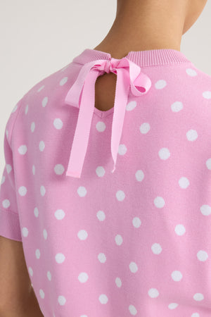 Crop T-shirt a pois in misto cotone eco-responsabile