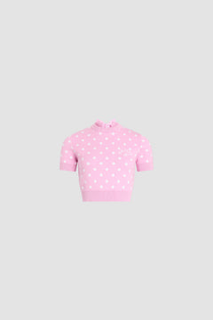 Gepunktetes Crop-T-Shirt aus umweltfreundlicher Baumwollmischung