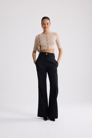 Eco-Friendly Cotton Blend Ribbed Short Cardigan