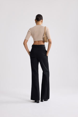Eco-Friendly Cotton Blend Ribbed Short Cardigan