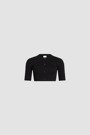 Cardigan court côtelé en coton mélangé éco-responsable