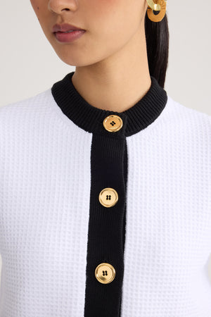 Eco-Friendly Cotton Blend Collarless Textured Cardigan