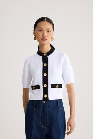 Eco-Friendly Cotton Blend Collarless Textured Cardigan