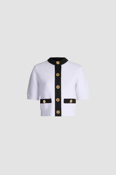 Cardigan testurizzato senza colletto in misto cotone eco-responsabile