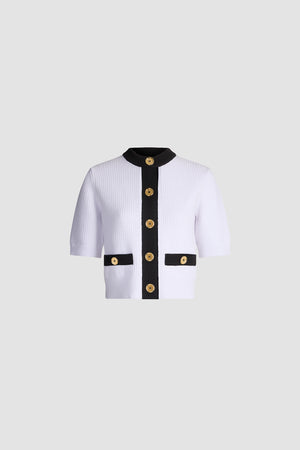 Eco-Friendly Cotton Blend Collarless Textured Cardigan