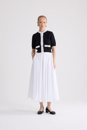 Cardigan texturé sans col en coton mélangé éco-responsable
