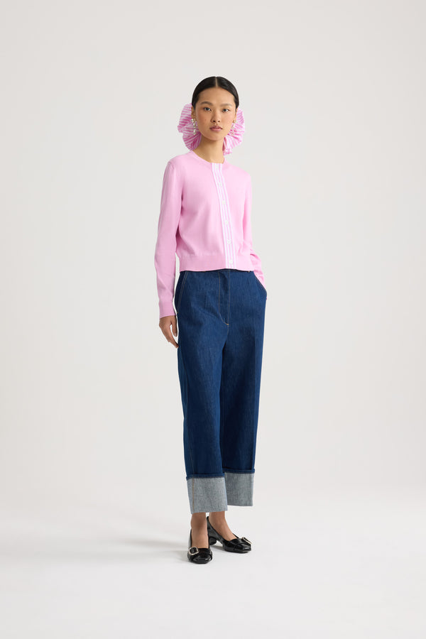 Patou - Cardigan Corto in Cotone Popeline - Bougainvillea Pink - Cardigan corto rosa. Materiale in cotone. Abbottonatura frontale.