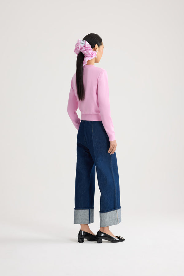 Patou - Cardigan Corto in Cotone Popeline - Bougainvillea Pink - Cardigan corto rosa. Materiale in cotone. Abbottonatura frontale.
