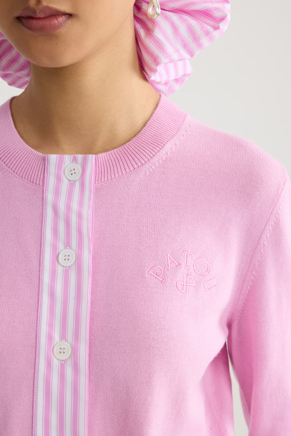 Patou - Cardigan Corto in Cotone Popeline - Bougainvillea Pink - Cardigan corto rosa. Materiale in cotone. Abbottonatura frontale.