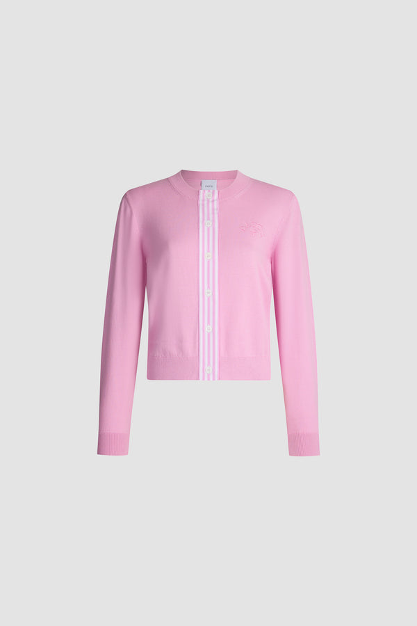 Patou - Cardigan Corto in Cotone Popeline - Bougainvillea Pink - Cardigan corto rosa. Materiale in cotone. Abbottonatura frontale.