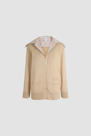 Cardigan mit Popelinekragen aus Baumwolle