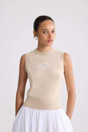 Top a Maglia Senza Maniche in Cotone