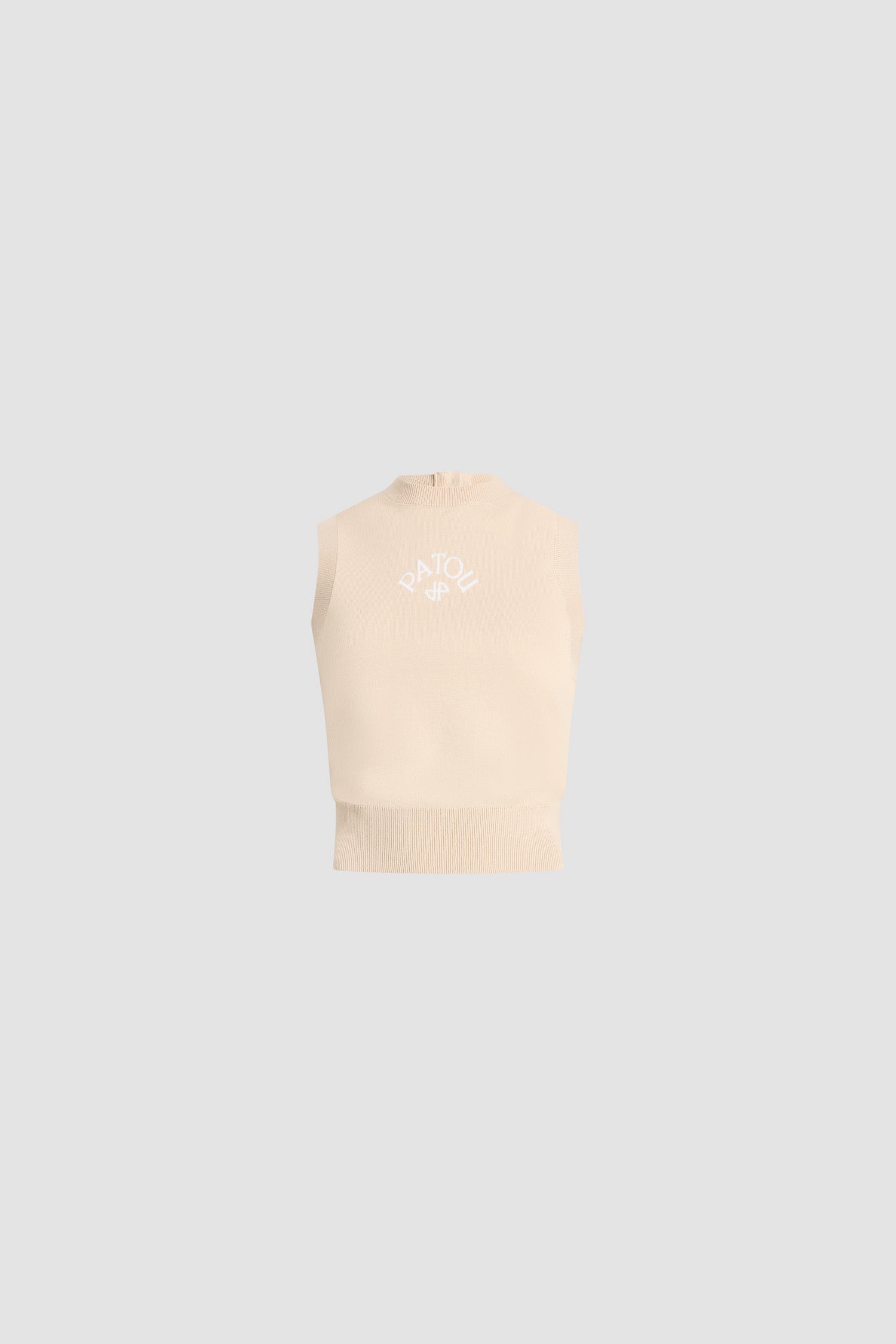 Patou - Top a Maglia Senza Maniche in Cotone - Safari Sand - Top senza maniche beige. Materiale in cotone. Collo rotondo.