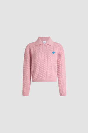 Polo a maniche lunghe intrecciato in lana e cashmere