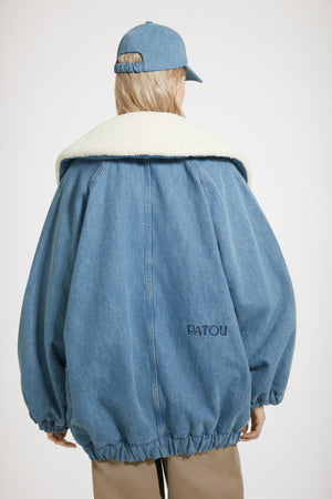 Veste oversize en denim bio et faux shearling
