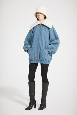 Veste oversize en denim bio et faux shearling