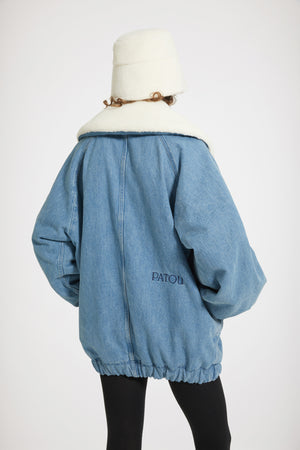 Veste oversize en denim bio et faux shearling