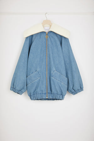 Veste oversize en denim bio et faux shearling