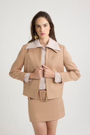 Giacca corta con zip in twill di cotone bio