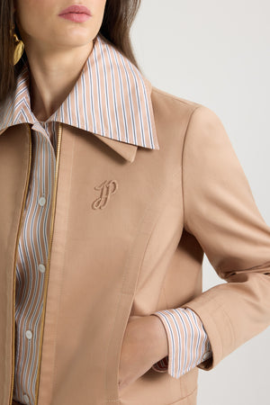Giacca corta con zip in twill di cotone bio