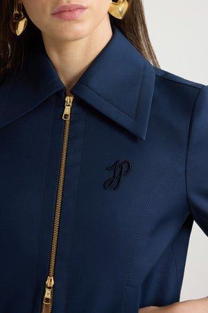 Short zipped jacket in organic cotton twill