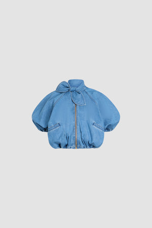 Blouson Volume Annodato in Misto Cotone
