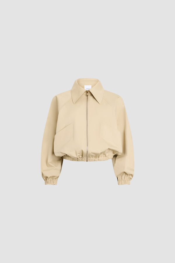 Patou - Blouson zippé en coton bio - Safari Sand - Blouson zippé couleur sable. Col classique. Fermeture éclair.