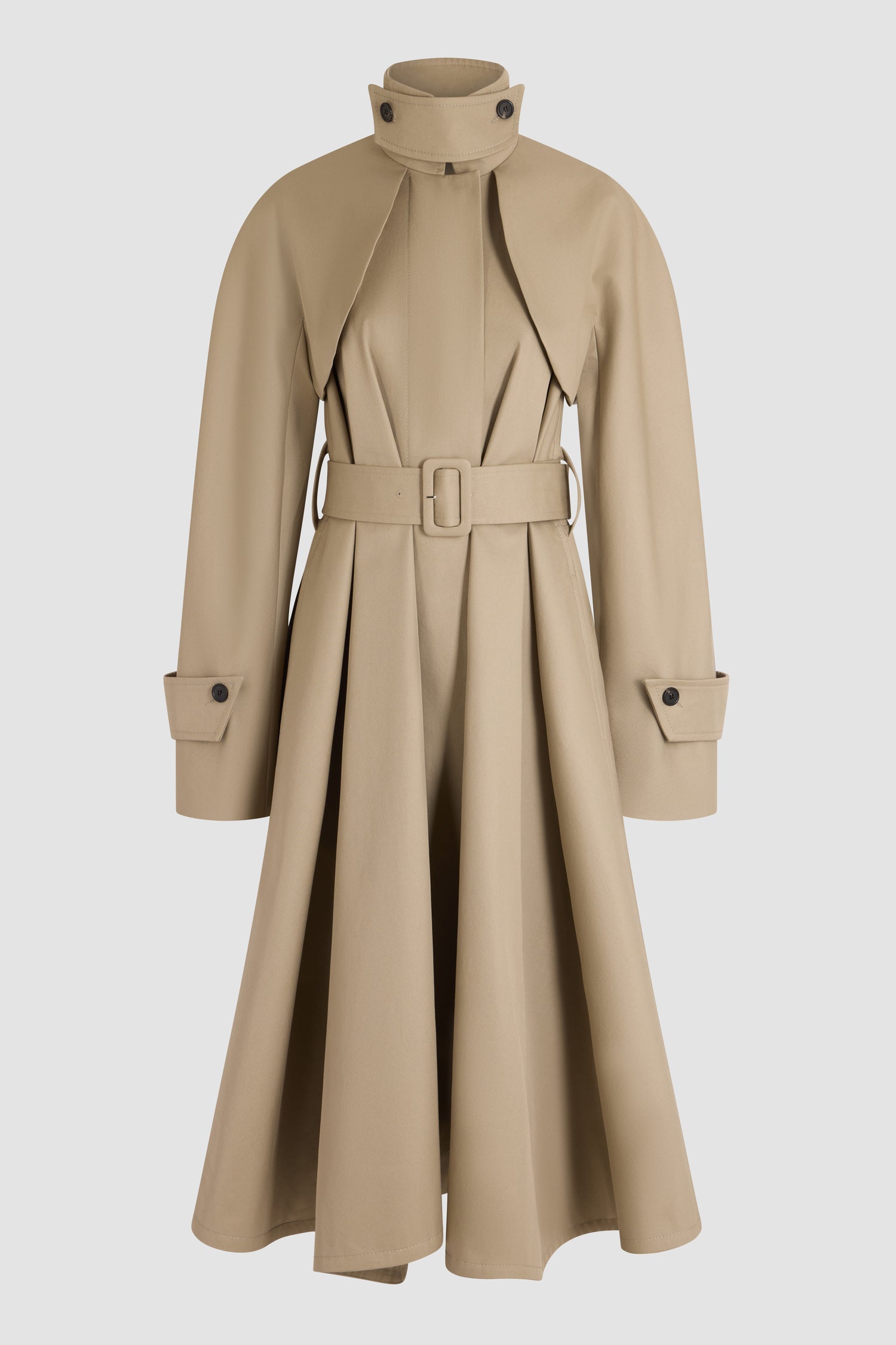 Patou - Trenchcoat aus Bio-Baumwolle - Parchment - Beiger Trenchcoat aus Bio-Baumwolle. Stehkragen. Knopfleiste. Taillengürtel. Ausgestellte Silhouette. Ärmel mit Riegeln.