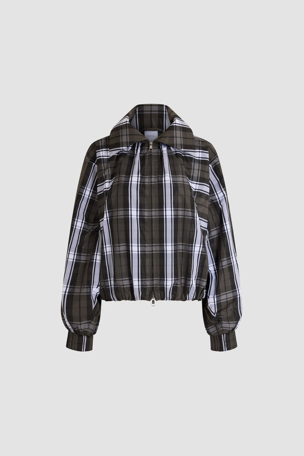 Patou - Bomber in poliestere - Mist Green Tartan - Bomber in poliestere con motivo tartan. Volume ampio. Collo alto. Chiusura con zip. Fondo e polsini elasticizzati.