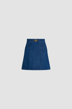 Minigonna svasata in denim bio
