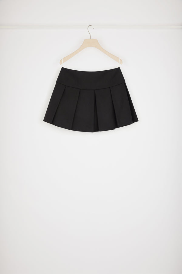 Patou - Minigonna plissettata in feltro di misto lana - Black - Plissettato minimalista.Gonna in feltro di misto lana nero. Modello corto. Pieghe a cannoncino larghe. Zip sul retro. Modello foderato.Modello a vita bassa.