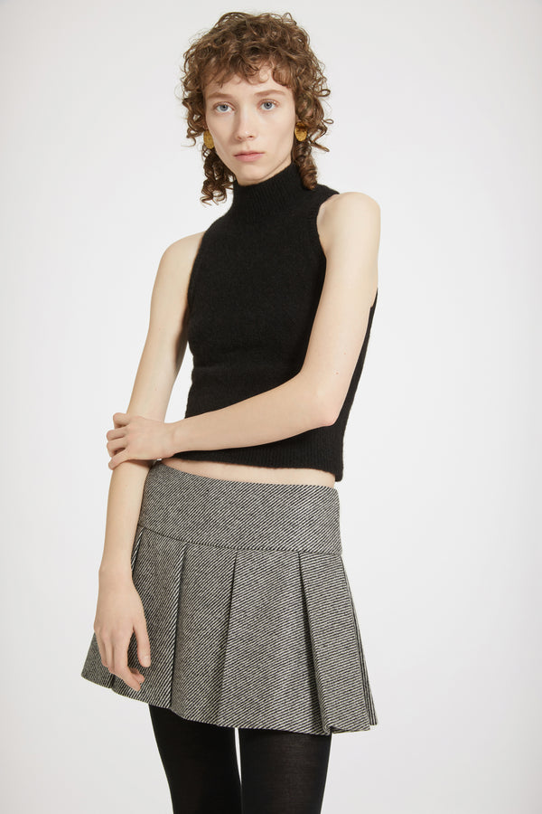 Patou - Pleated mini skirt in textured wool
