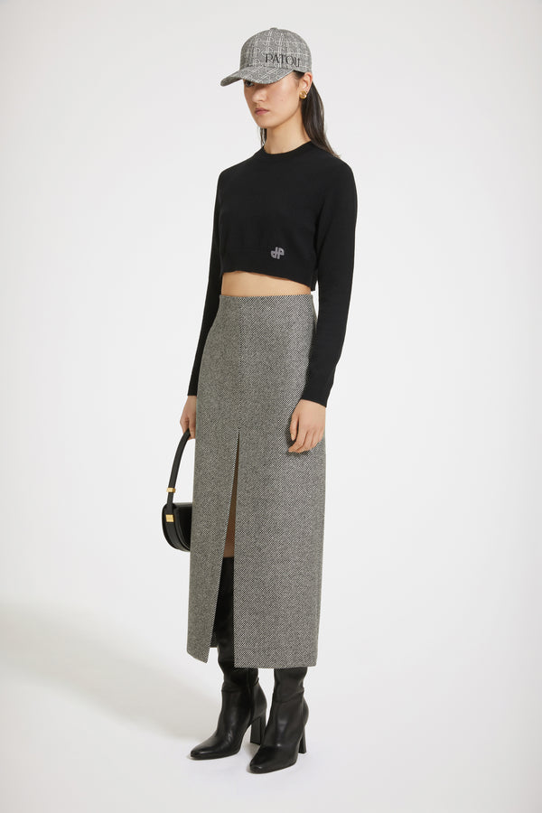 Patou - Zip-back midi pencil skirt in textured wool
