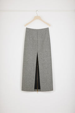 Zip-back midi pencil skirt in textured wool