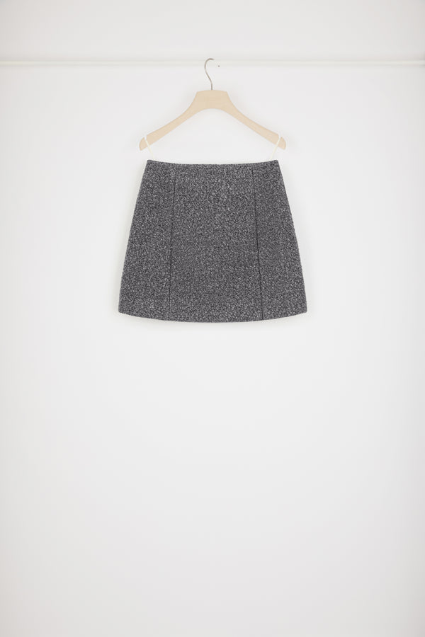 Patou - 울 블렌드 부클레 미니 스커트 - Anthracite - 파투 미니 스커트의 맥시 크러쉬.안트라사이트 그레이 컬러의 울 블렌드 스커트. 멜란지 부클레 패브릭. 하이 웨이스트. 짧은 기장. 뒷면의 지퍼 여밈. 전체 안감 처리.
