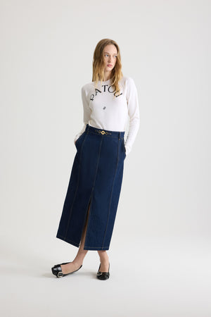 Midirock aus Bio-Baumwolldenim mit Schlitz