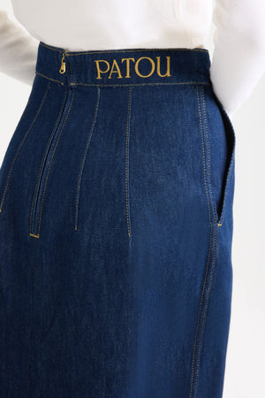Midirock aus Bio-Baumwolldenim mit Schlitz