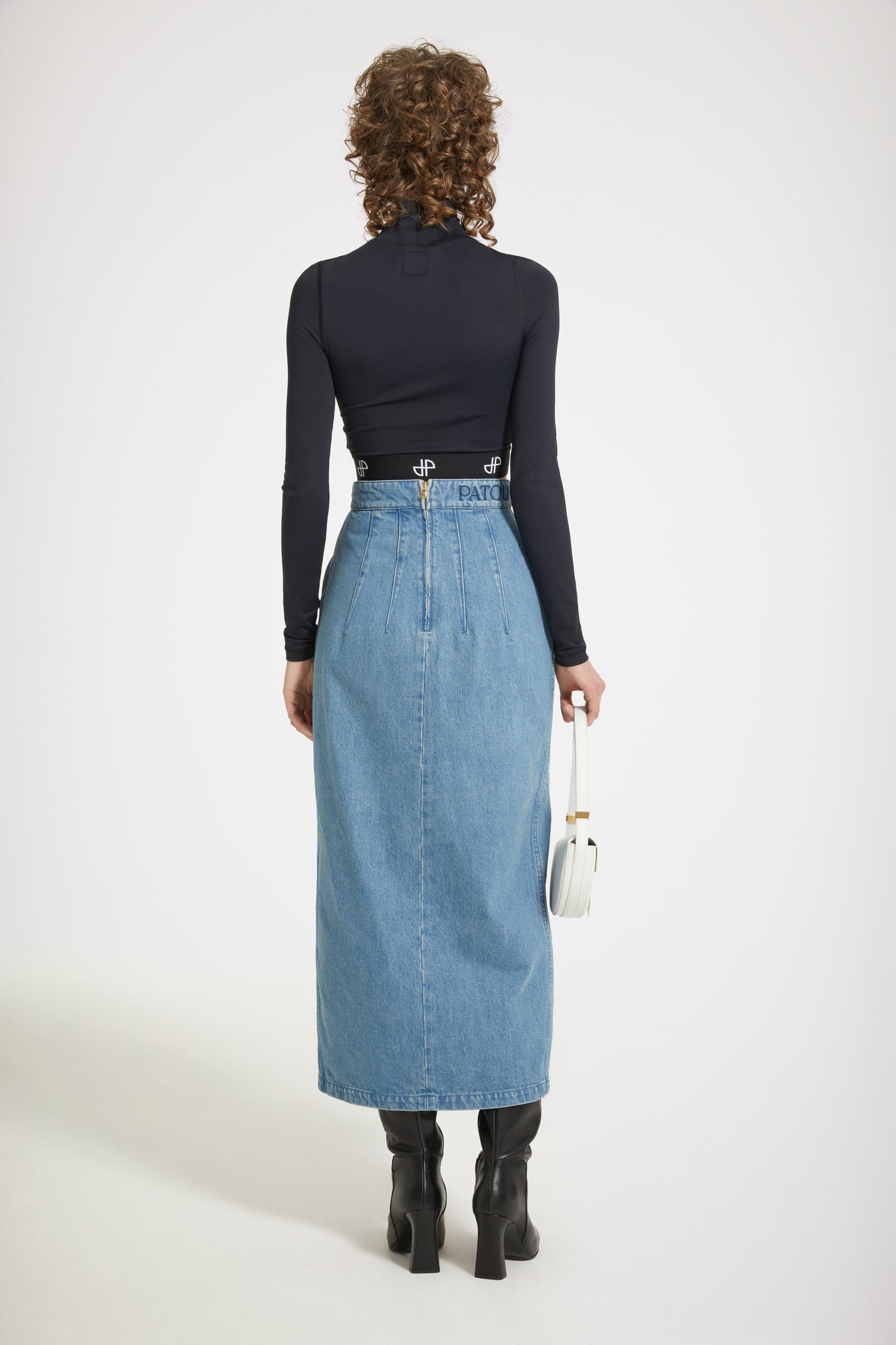 Patou | オーガニックコットンデニム製スリット入りミディスカート 