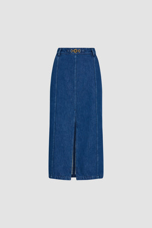 Gonna con spacco in denim bio